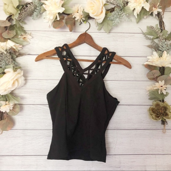 Millau Tops - millau Black Caged Tank Top sz S ✨